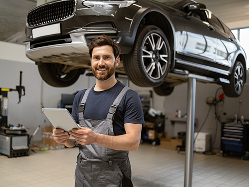 Mechanic working on a car